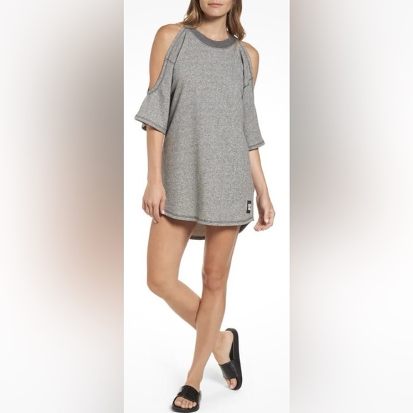 IVY PARK Cold Shoulder Sweatshirt Dress in Mid Grey Marl - Picture 1 of 10
